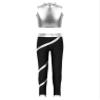 YEAHDOR Kids Girls 2 Piece Dance Set Metallic Sleeveless Tank Top with Skating Legging Ice Skating Gymnastic Outfit Silver 10 Years view 2