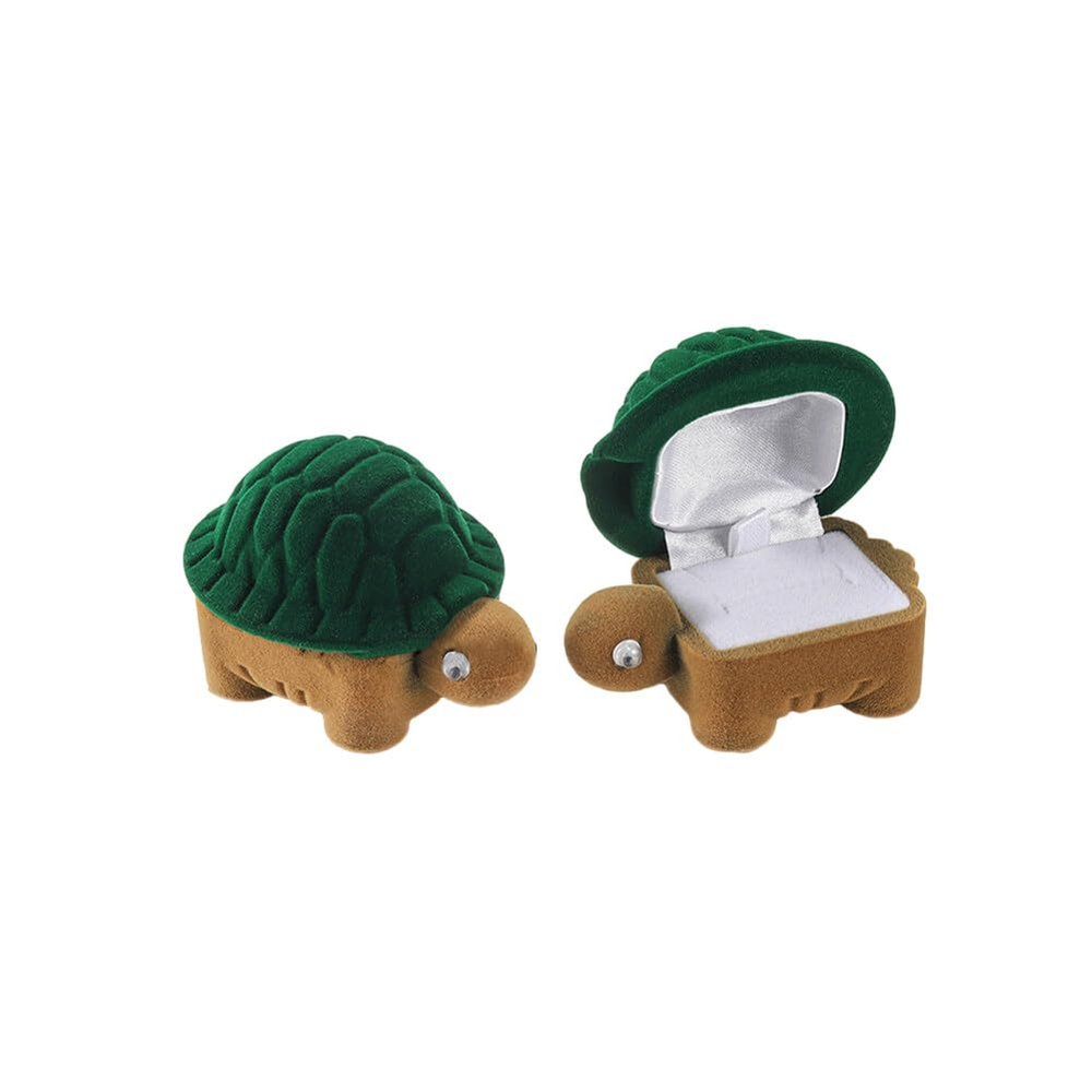 Katutude 2 Pack Cute Ring Jewelry Boxes Mini Turtle Ring Holder Box with Single Slot Earrings Jewelry Storage Display Case Romantic Proposal Wedding Engagement Ring Holder, LTZESSUS014781