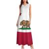 California Flag Women's Short Sleeve Maxi Dresses Casual Long Loose Dresses with Pockets S view 3