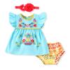 3 Month Infant Baby Girl Embroidery Mexican Dress Ethnic Wear Ruffle Sleeve Sundress Cinco De Mayo Fiesta Outfits 3-6 Months Mint Green view 1