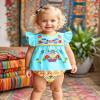 3 Month Infant Baby Girl Embroidery Mexican Dress Ethnic Wear Ruffle Sleeve Sundress Cinco De Mayo Fiesta Outfits 3-6 Months Mint Green view 2