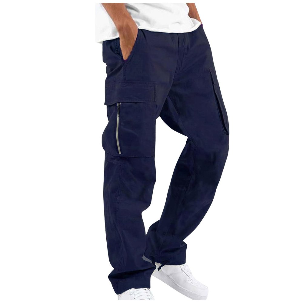 Mens Joggers with Pockets, Men's Workout Pants for Gym Running and Bodybuilding Athletic Bottom Sweatpants Deep Pockets Joggers Pants Men S Cargo Pants Belt Clothes Sweatpants (L, Navy)