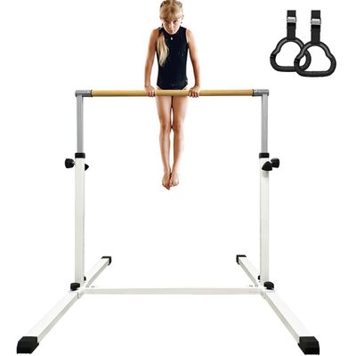 XDEMODA The Latest Model Gymnastics Bar for Kids Ages 3-15 for Home, Anti-Slip, Easy to Assemble, 35 to 55 Adjustable Height Gymnastic Horizontal Bars Equipment (Gym bar, White)
