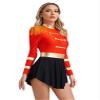 renvena Womens Tassel Shoulder Lion Tamer Costume Long Sleeve Halloween Circus Ringmaster Dress Red Large view 2