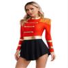 renvena Womens Tassel Shoulder Lion Tamer Costume Long Sleeve Halloween Circus Ringmaster Dress Red Large view 3