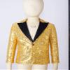 Xnihocha Kids Boys Sequin Jacket Suit Blazer Prom Tuxedo Wedding Dinner Party Tuxedo Gold 14 Years view 2