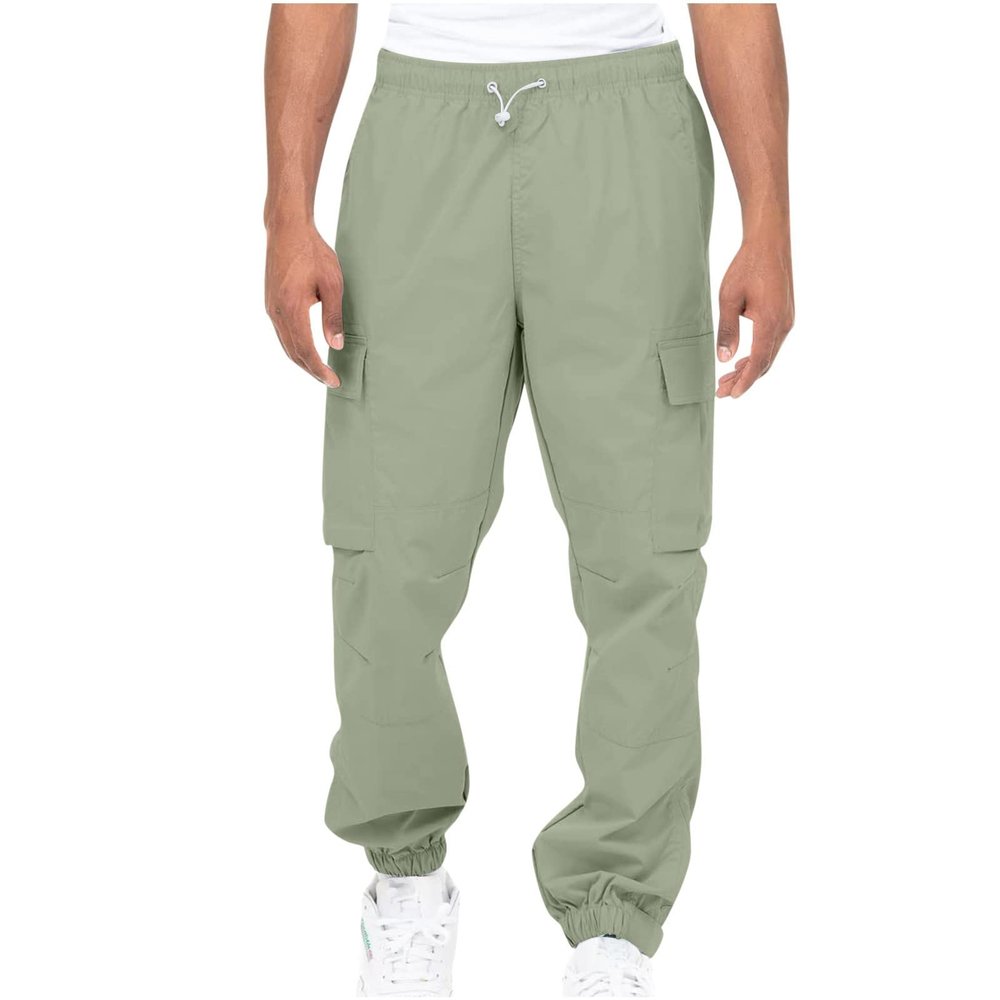 Cargo Pants for Men, Men's Pants with Pockets Joggers Men Athletic Pants Workout, Jogging, Running Winter Pants Casual Pants Zipper Working Pants Cotton Black Pants Sweats (S, Mint Green)