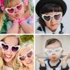 PEGH 2 Pack Kids Heart Shaped Sunglasses for Toddler Girls Pearl Party Sunglasses Cat Eye Bling Sun Glasses Age 5-10 UV 400 Protection view 2