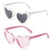 PEGH 2 Pack Kids Heart Shaped Sunglasses for Toddler Girls Pearl Party Sunglasses Cat Eye Bling Sun Glasses Age 5-10 UV 400 Protection view 4