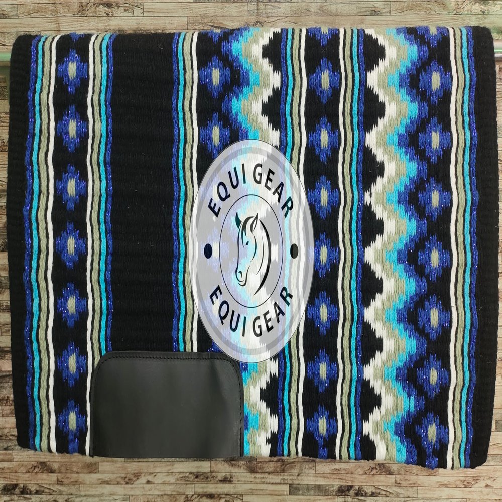 EQUIGEAR Western Show Horse Saddle Blanket New Zealand Wool Western Design Handmade Saddle Blanket Top Wool Pad Sensor Flex (Customization Available) ZB-001 (36x40)