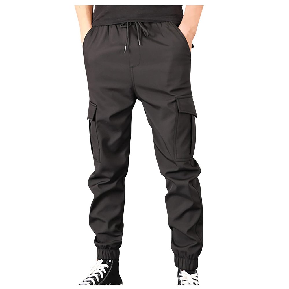 Cargo Pants for Men, Men's with Pockets Tapered Joggers Men Athletic Pants Workout, Jogging, Running Joggers Mens Black Work Pants Zipper Cotton Pants Camo Pants Sweats Pants (5XL, Black)