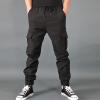 Cargo Pants for Men, Men's with Pockets Tapered Joggers Men Athletic Pants Workout, Jogging, Running Joggers Mens Black Work Pants Zipper Cotton Pants Camo Pants Sweats Pants (5XL, Black) view 2