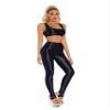 YiZYiF Women 2 Piece Workout Sets Butt Lifting Legging with Sports Bra Crop Top Jogging Yoga Outfits Glossy Black A X-Large view 1