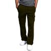 Mens Pants, Men's Cargo Loose Fit Pants Joggers for Men with Pockets, Open Bottom Drawstring Sweat Pants Adult Black Work Pants Baggy Epaulet Pants Tactical Pants (M, Army Green) view 2