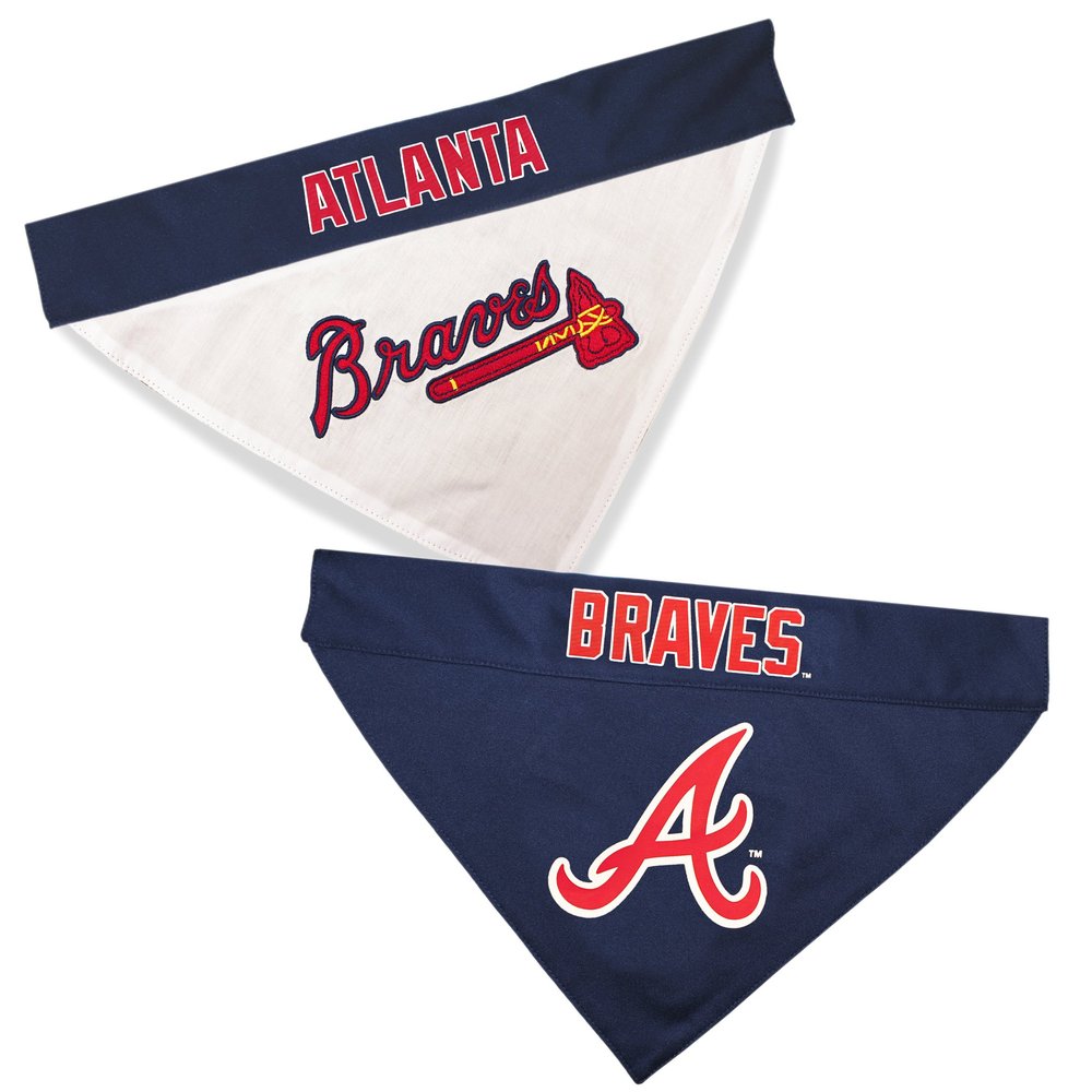 Pets First MLB Atlanta Braves Reversible Bandana Size XX-Large for Dogs & Cats. 2 Sided Sports Bandana,Premium Embroidery Team Logo, All MLB Teams Available
