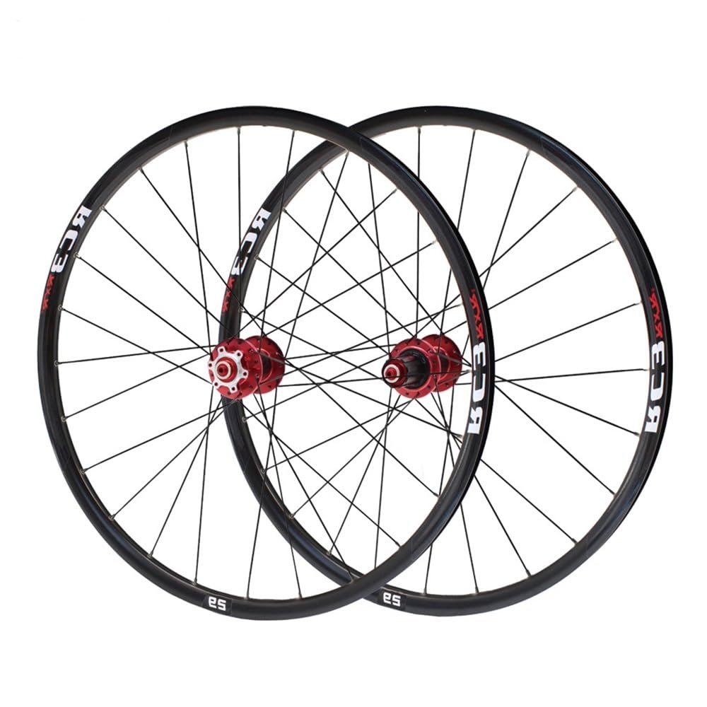 LSRRYD 26'' 27.5'' 29" Mountain Bike Wheelset Carbon Fiber Hub Mountain Bike Wheel Set Quick Release Disc Brake 24H Flat Spokes Bicycle Rims 9 10 11 Speed Cassette (Color : Red, Size : 29inch)