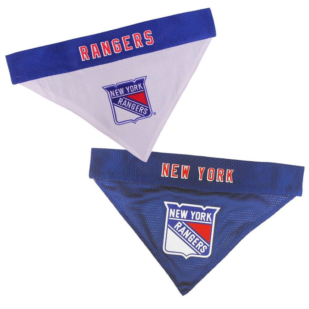 Pets First NHL New York Rangers Reversible Bandana Size XX-Large for Dogs & Cats. 2 Sided Sports Bandana, Premium Embroidery Team Logo, Many NHL Teams Available