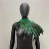 ihreesy Feather Shawl for Women,Feather Cape Shawl Natural Feather Neck Collar Feather Shrug Cape Shawl Halloween Costume Decoration,Green view 2