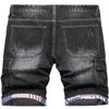 SHOOYING Men's Summer Stretch Ripped Holes Denim Cargo Short Casual Holiday Jean Shorts Fit Multi-Pocketss, Black, US 38 view 3