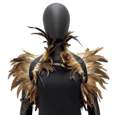 ihreesy Feather Neck Wrap Collar,Natural Feather Necklace Collar Feather Cape Shawl Feather Shrug Shawl Wrap for Halloween Costume,Brown