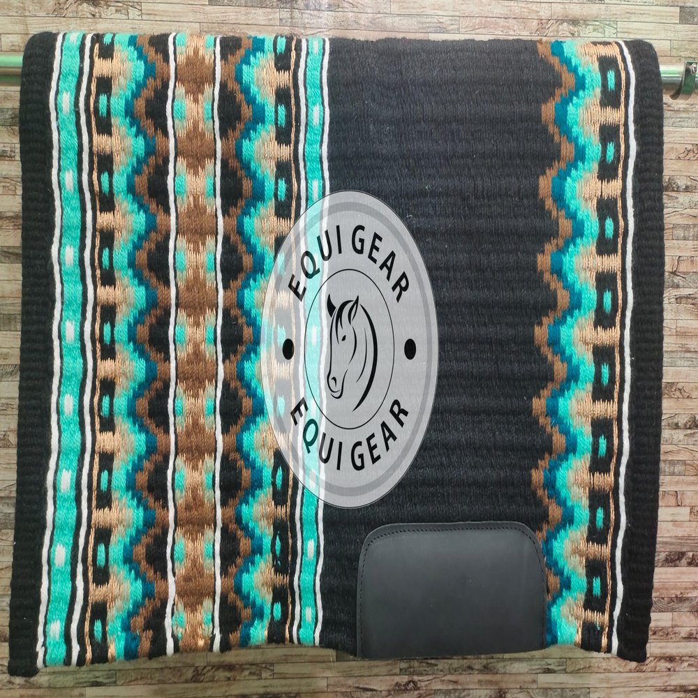 EQUIGEAR Western Show Horse Saddle Blanket New Zealand Wool Western Design Handmade Saddle Blanket Top Wool Pad Sensor Flex (Customization Available) ZB-003 (36x36)
