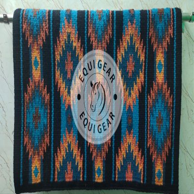 EQUIGEAR Western Show Horse Saddle Blanket New Zealand Wool Western Design Handmade Saddle Blanket Top Wool Pad Sensor Flex (Customization Available) ZB-010 (34x38)