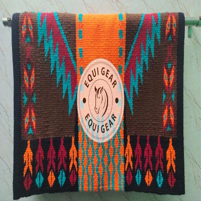 EQUIGEAR Western Show Horse Saddle Blanket New Zealand Wool Western Design Handmade Saddle Blanket Top Wool Pad Sensor Flex (Customization Available) ZB-007 (34x32)