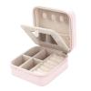 Travel Jewelry Box with Mirror, PU Leather Small Jewelry Organizer for Women Girls, Double Layer Jewelry Organizer Box, Portable Mini Travel Case Display Storage Holder Boxes Pink view 3