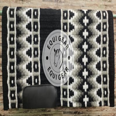 EQUIGEAR Western Show Horse Saddle Blanket New Zealand Wool Western Design Handmade Saddle Blanket Top Wool Pad Sensor Flex (Customization Available) ZB-014 (34x34)