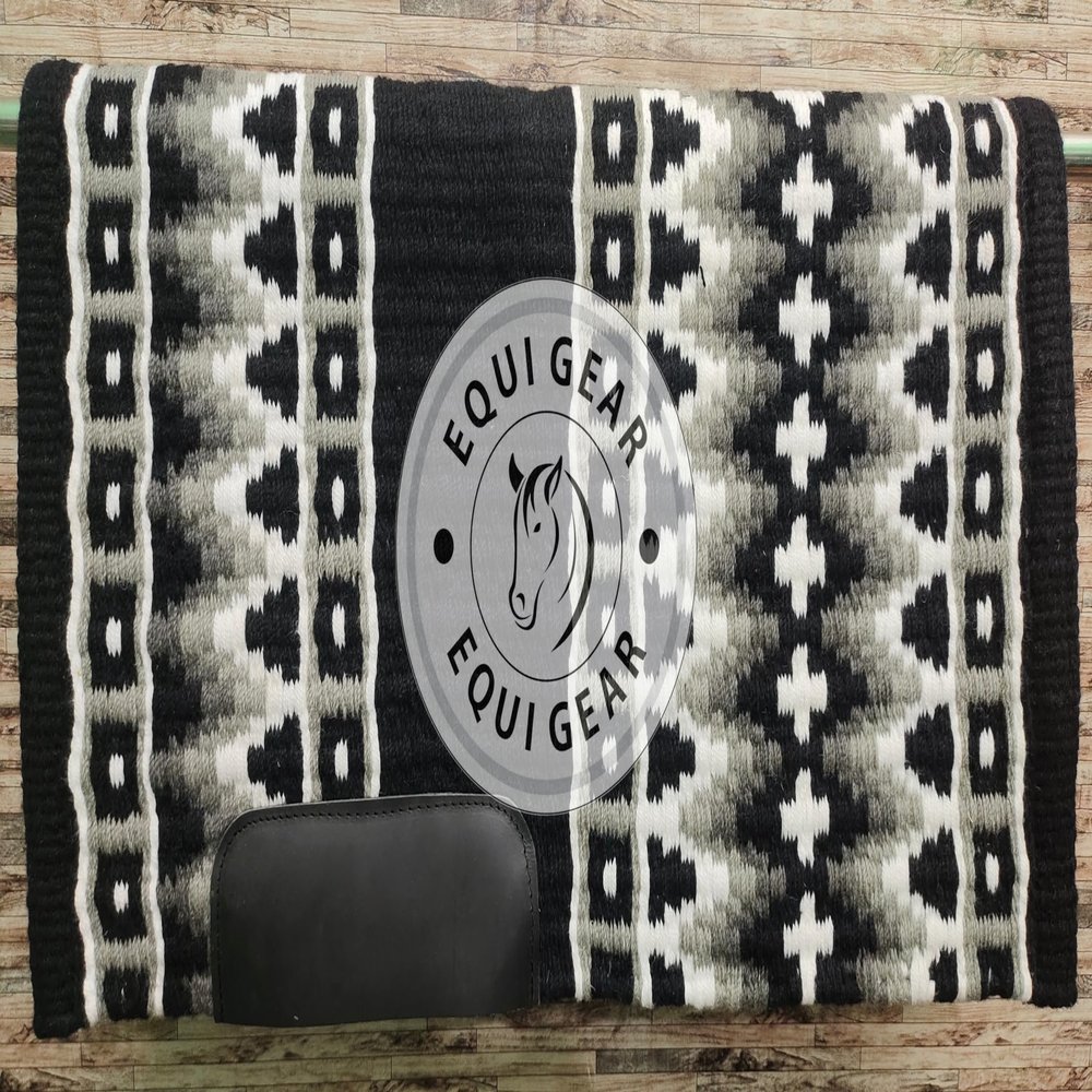 EQUIGEAR Western Show Horse Saddle Blanket New Zealand Wool Western Design Handmade Saddle Blanket Top Wool Pad Sensor Flex (Customization Available) ZB-014 (34x34)