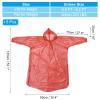 PATIKIL Rain Ponchos for Adults, 5 Pack Disposable Rain Coat for Hiking Amusement Park Outdoor Activities, Red view 2