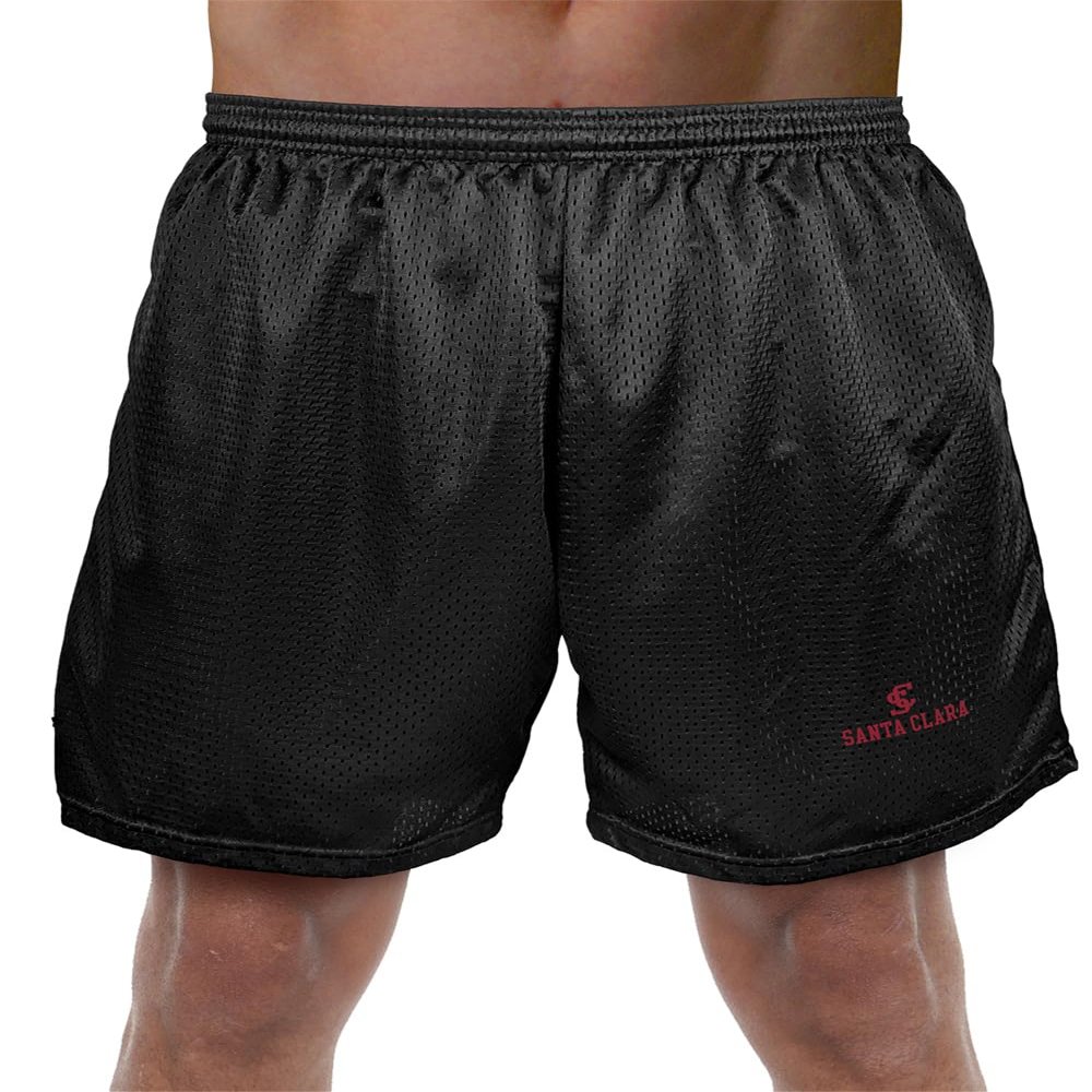 Campus Lab Santa Clara University Primary Logo Men's Adult Athletic Gym Shorts 7" Inseam, Black, Large