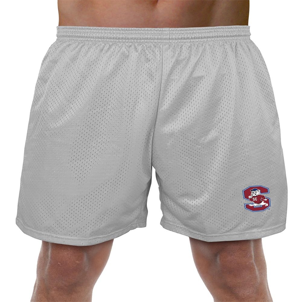 South Carolina State University Primary Logo Men's Adult Athletic Gym Shorts 7" Inseam, Silver, X-Large