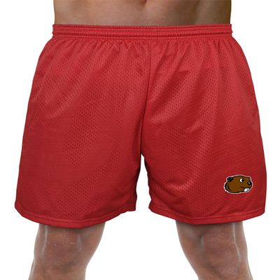 Minot State University Primary Logo Men's Adult Athletic Gym Shorts 7" Inseam, Red, Small