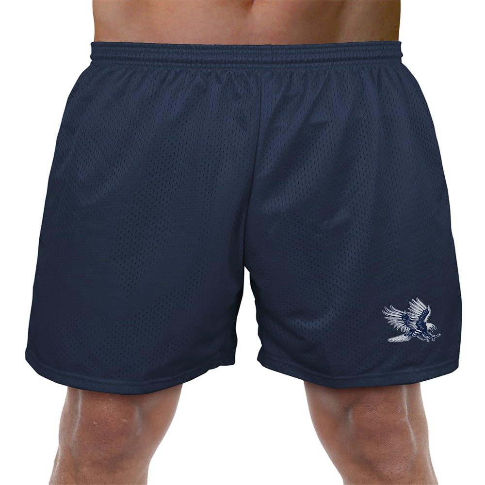 Campus Lab Dickinson State University Primary Logo Men's Adult Athletic Gym Shorts 7" Inseam, Navy, Large