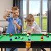 HONEY JOY 48" Pool Table, 4 FT Mini Portable Folding Pool Game Table Set w/2 Cue Sticks, 16 Balls, Triangle, 2 Chalks & Brush, Indoor & Outdoor, Billiard Tables for Kids Adults Family Game Room, Green view 2