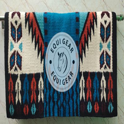 EQUIGEAR Western Ranch Horse Saddle Blanket New Zealand Wool Western Design Handmade Saddle Blanket Top Wool Pad Sensor Flex (Customization Available) ZB-027 (32x32)