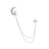 Aymzbd Chain Moon and Star Rhinestone Tassel Brooch Lapel Pin Men Novelty Suit Collar Brooch for Holiday Birthday Festivals Decor, Silver view 1