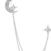 Aymzbd Chain Moon and Star Rhinestone Tassel Brooch Lapel Pin Men Novelty Suit Collar Brooch for Holiday Birthday Festivals Decor, Silver view 3