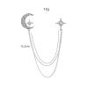 Aymzbd Chain Moon and Star Rhinestone Tassel Brooch Lapel Pin Men Novelty Suit Collar Brooch for Holiday Birthday Festivals Decor, Silver view 4