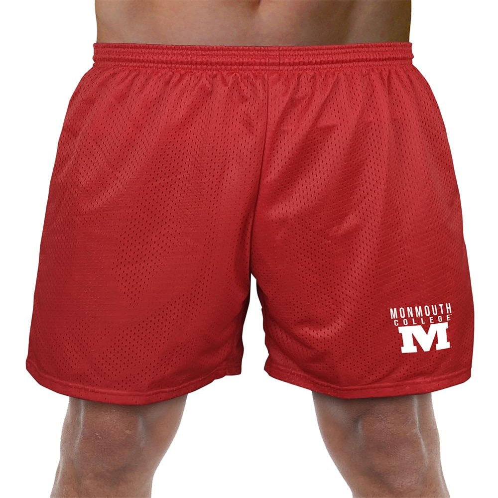 Monmouth College Primary Logo Men's Adult Athletic Gym Shorts 7" Inseam, Red, X-Large
