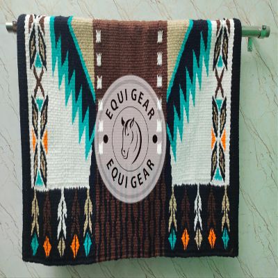 EQUIGEAR Western Show Horse Saddle Blanket New Zealand Wool Western Design Handmade Saddle Blanket Top Wool Pad Sensor Flex (Customization Available) ZB-019 (36x36)