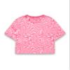 Barbie Girls Pajama Set | Childrens Wavy All Over Print Pink Short Sleeve Top & Shorts Graphic PJs Bundle with Scrunchie view 4