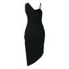 Cocktail Dresses for Women,2024 Spring Summer Elegant Sexy Skinny Wedding Guest Dress,Trendy Sequin Patchwork One Shoulder Party Dress Ruched Slit Irregular Hem Prom Dress(A-Black,M) view 4