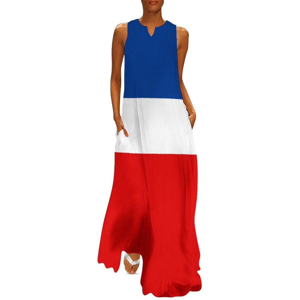 Yugoslavia Flag Women's Short Sleeve Maxi Dresses Casual Long Loose Dresses with Pockets 3XL