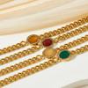 A D. ALLEN & DANMI. 18 K Gold Plated Love Bangle Bracelet Natural Stone Agate Bracelet Stainless Steel Bangle Set for Love (2 Sests (Red Stone)) view 4