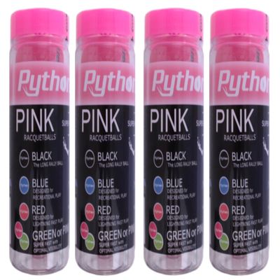 Python (Pink) Racquetballs (Super Fast w/Optimal Visibility) (4-Cans/12-Balls)