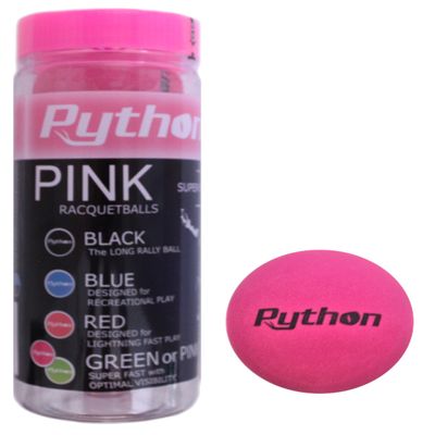 Python (Pink) Racquetballs (Super Fast w/Optimal Visibility) (1-Can/3-Balls)