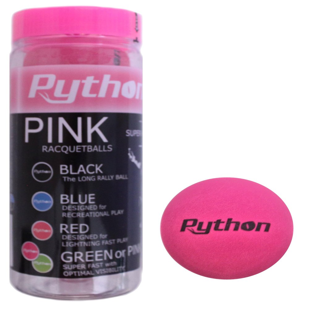 Python (Pink) Racquetballs (Super Fast w/Optimal Visibility) (1-Can/3-Balls)