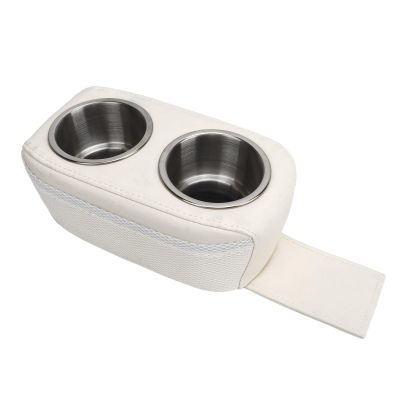 Aramox Pontoon Cup Holder with Double Stainless Steel Cup Holder Portable Drink Bottle Holder for RV Yacht Boat Car White Conveniently Hold Your Drinks with This Pontoon Cup Holder